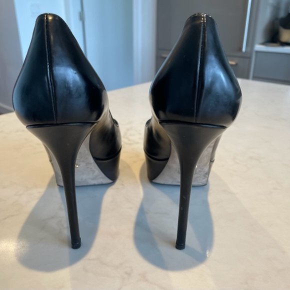 Sergio Rossi Vero Cuoio Peep toe Black Stilettos, New - Picture 3 of 10
